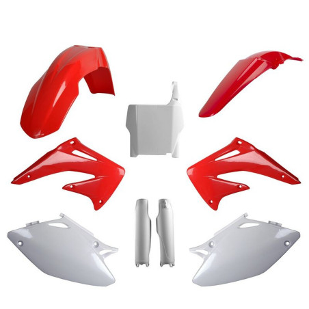 POLISPORT KOMPLET PLASTIKÓW HONDA CRF 450R '04 Z TABLICĄ I OSŁONAMI AMORTYZATORÓW KOLOR CZERWONO BIAŁY OEM