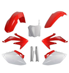 POLISPORT KOMPLET PLASTIKÓW HONDA CRF 450R '08 Z TABLICĄ I OSŁONAMI AMORTYZATORÓW KOLOR CZERWONO BIAŁY OEM