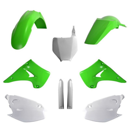 POLISPORT KOMPLET PLASTIKÓW KAWASAKI KX 125/250 '03 Z TABLICĄ I OSŁONAMI AMORTYZATORÓW KOLOR ZIELONY OEM