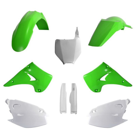 POLISPORT KOMPLET PLASTIKÓW KAWASAKI KX 125/250 '04-'08 Z TABLICĄ I OSŁONAMI AMORTYZATORÓW KOLOR ZIELONY OEM