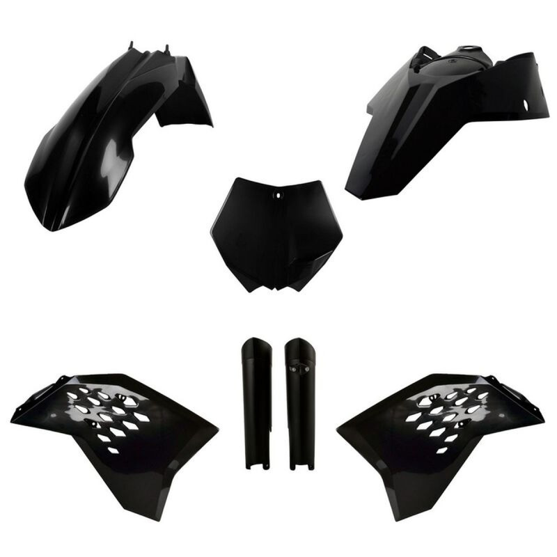 POLISPORT KOMPLET PLASTIKÓW KTM SX/SX-F/XC-F '08-'10 Z TABLICĄ I OSŁONAMI AMORTYZATORÓW KOLOR CZARNY