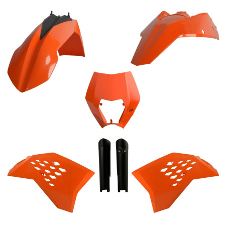 POLISPORT KOMPLET PLASTIKÓW KTM EXC/EXC-F '08-'11 Z TABLICĄ I OSŁONAMI AMORTYZATORÓW KOLOR POMARAŃCZOWY OEM
