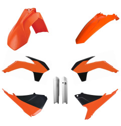 POLISPORT KOMPLET PLASTIKÓW KTM EXC/EXC-F '14-'15 Z OSŁONAMI AMORTYZATORÓW KOLOR POMARAŃCZOWY CZARNO BIAŁY OEM