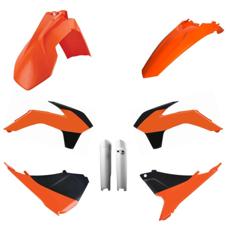 POLISPORT KOMPLET PLASTIKÓW KTM EXC/EXC-F '14-'15 Z OSŁONAMI AMORTYZATORÓW KOLOR POMARAŃCZOWY CZARNO BIAŁY OEM