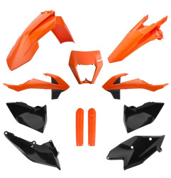 POLISPORT KOMPLET PLASTIKÓW KTM EXC/EXC-F TPI '17-'19 Z OSŁONĄ LAMPY I OSŁONAMI AMORTYZATORÓW KOLOR POMARAŃCZOWY CZARNY