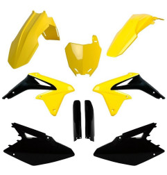 POLISPORT KOMPLET PLASTIKÓW SUZUKI RMZ 450 '08-'17 Z TABLICĄ I OSŁONAMI AMORTYZATORÓW KOLOR CZARNY ŻÓŁTY OEM
