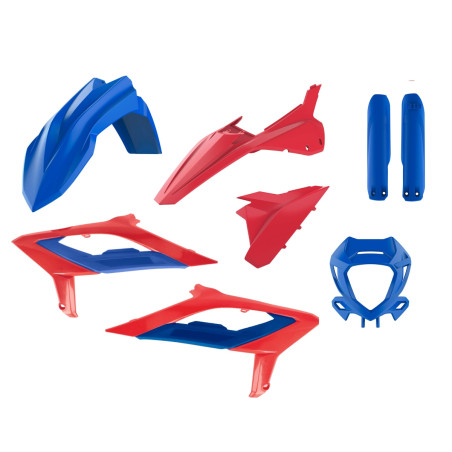 POLISPORT KOMPLET PLASTIKÓW BETA RR 2T/4T '23-'24 Z OSŁONĄ LAMPY I OSŁONAMI AMORTYZATORÓW KOLOR CZERWONY NIEBIESKI