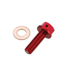 ACCEL KOREK SPUSTOWY OLEJU HONDA CRF 250 R/X '04-'15 ( Z MAGNESEM) KOLOR CZERWONY (MDP-00RD)