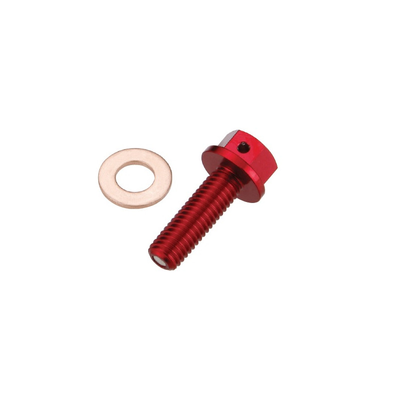 ACCEL KOREK SPUSTOWY OLEJU HONDA CRF 250 R/X '04-'15 ( Z MAGNESEM) KOLOR CZERWONY (MDP-00RD)