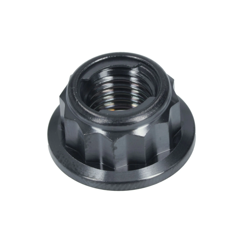 Nakrętka kołnierzowa zębatki samoblokująca HLP M10x1.25mm tytan czarny Nakrętka kołnierzowa zębatki samoblokująca HLP M10x1.25mm tytan czarny