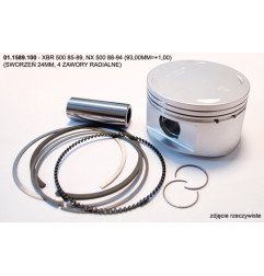 PROX TŁOK HONDA XBR 500 85-89, NX 500 88-94 (93,00MM=+1,00) (SWORZEŃ 24MM, 4 ZAWORY RADIALNE)