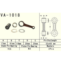 VESRAH KORBOWÓD HONDA TRX 350 RANCHER '99-'06 (VA1018)SWORZEŃ 17MM (MADE IN JAPAN)