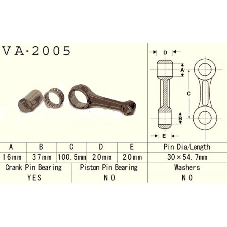 VESRAH KORBOWÓD YAMAHA YFM/YFB 225 '83-'04, XT 225 (VA2005) (YFM225) (XT225) (MADE IN JAPAN)