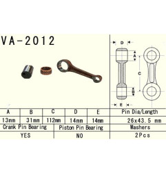 VESRAH KORBOWÓD YAMAHA YFM 125 (YFM125) GRIZZLY '04-'13, YFM 125 (YFM125) HUNTER '05-'08, YFA 125 BREZZE '89-'04