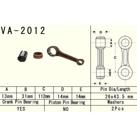 VESRAH KORBOWÓD YAMAHA YFM 125 (YFM125) GRIZZLY '04-'13, YFM 125 (YFM125) HUNTER '05-'08, YFA 125 BREZZE '89-'04