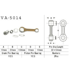 VESRAH KORBOWÓD HONDA CR 125 '88-'07 (VA5014) (MADE IN JAPAN)
