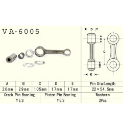 VESRAH KORBOWÓD YAMAHA YZ 125 (YZ125) '86-'96 (VA6005) (MADE IN JAPAN)