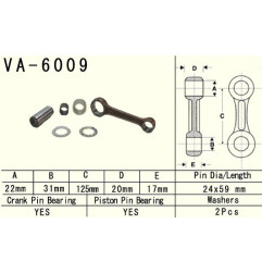 VESRAH KORBOWÓD YAMAHA YZ 250 (YZ250) '99-'20 (VA6009) (MADE IN JAPAN)