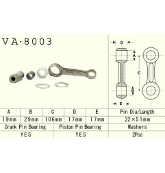 VESRAH KORBOWÓD KAWASAKI KX 125 (KX125) '94-'97 (VA8003) (MADE IN JAPAN)