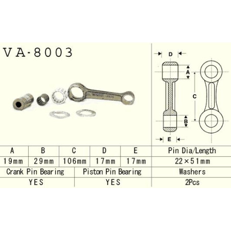 VESRAH KORBOWÓD KAWASAKI KX 125 (KX125) '94-'97 (VA8003) (MADE IN JAPAN)