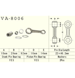 VESRAH KORBOWÓD KAWASAKI KX 80 (KX80) '92-'97 (VA8006) (MADE IN JAPAN)
