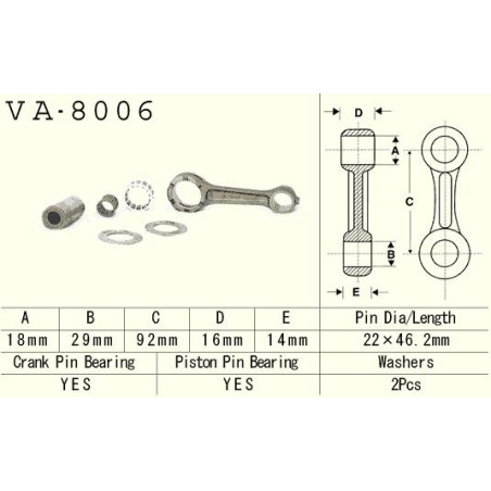 VESRAH KORBOWÓD KAWASAKI KX 80 (KX80) '92-'97 (VA8006) (MADE IN JAPAN)