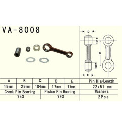 VESRAH KORBOWÓD KAWASAKI KX 125 (KX125) '98-'02 (VA8008) (MADE IN JAPAN)