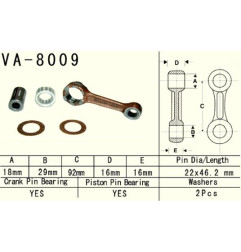 VESRAH KORBOWÓD KAWASAKI KX 80 (KX80) '98-'00, KX 85 (KX85) '98-'25, KX100 (KX100) '98-'21 (VA8009) (MADE IN JAPAN)
