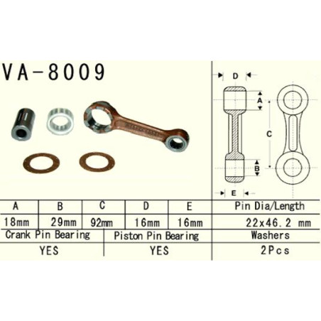 VESRAH KORBOWÓD KAWASAKI KX 80 (KX80) '98-'00, KX 85 (KX85) '98-'25, KX100 (KX100) '98-'21 (VA8009) (MADE IN JAPAN)