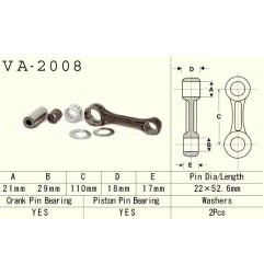 VESRAH KORBOWÓD YAMAHA YFM 350 (YFM350) BANSHEE '87-'06 (VA2008) (MADE IN JAPAN)