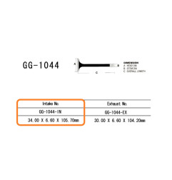 VESRAH ZAWÓR SSĄCY HONDA XL 600R '85-'87 (34,0X6,60X105,7 MM) (OEM: 14711-MG2-790) (1SZT.) (MADE IN JAPAN)