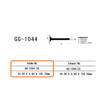 VESRAH ZAWÓR SSĄCY HONDA XL 600R '85-'87 (34,0X6,60X105,7 MM) (OEM: 14711-MG2-790) (1SZT.) (MADE IN JAPAN)