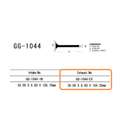 VESRAH ZAWÓR WYDECHOWY HONDA XL 600R '85-'87 (30,0X6,6X104,2 MM) (OEM: 14721-MG2-790) (1SZT.) (MADE IN JAPAN)