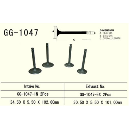 VESRAH ZAWÓR WYDECHOWY HONDA TRX 650/680 '03-'17 (2 NA POJAZD) (30,5X5,50X101,0 MM) (OEM: 14721-HN8-000,GG-HL3-A00)