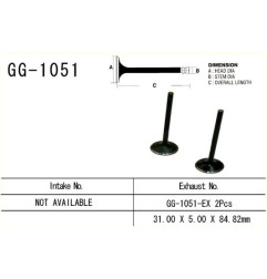 VESRAH ZAWÓR WYDECHOWY HONDA CRF 450R '02-'07 (31,0X5,0X84,82 MM) (OEM: 14721-MEB-670) (1SZT.) (MADE IN JAPAN)