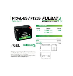 AKUMULATOR ŻELOWY BEZOBSŁUGOWY FULBAT FTX4L-BS / FTZ5S