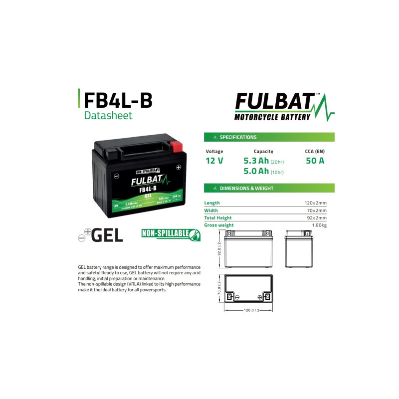AKUMULATOR ŻELOWY BEZOBSŁUGOWY FULBAT FB4L-B AKUMULATOR ŻELOWY BEZOBSŁUGOWY FULBAT FB4L-B