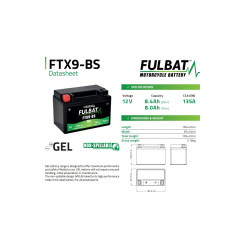 AKUMULATOR ŻELOWY BEZOBSŁUGOWY FULBAT FTX9-BS