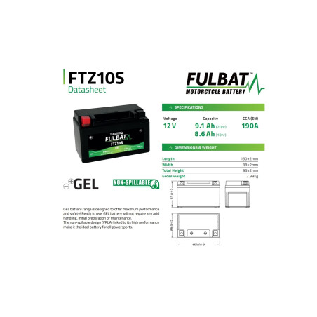 AKUMULATOR ŻELOWY BEZOBSŁUGOWY FULBAT FTZ10S