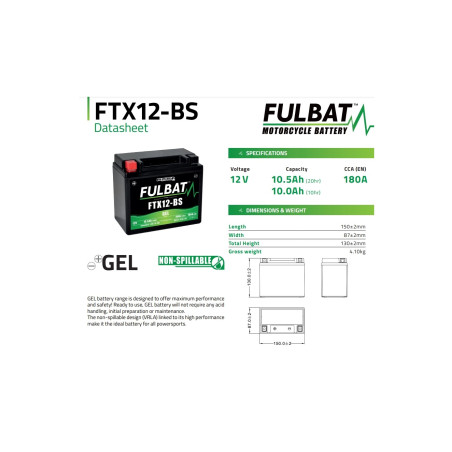 AKUMULATOR ŻELOWY BEZOBSŁUGOWY FULBAT FTX12-BS