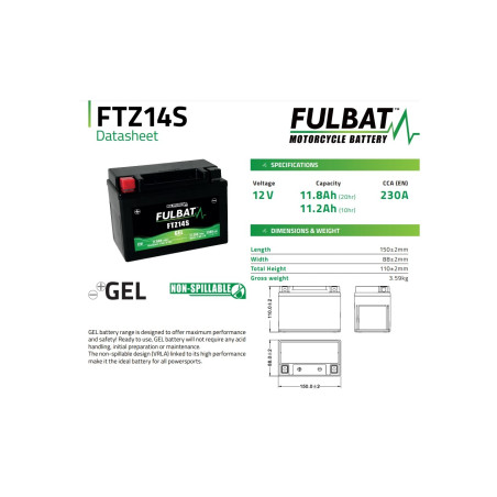 AKUMULATOR ŻELOWY BEZOBSŁUGOWY FULBAT FTZ14S