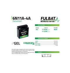AKUMULATOR ŻELOWY BEZOBSŁUGOWY FULBAT 6N11A-4A