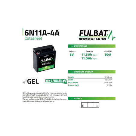 AKUMULATOR ŻELOWY BEZOBSŁUGOWY FULBAT 6N11A-4A