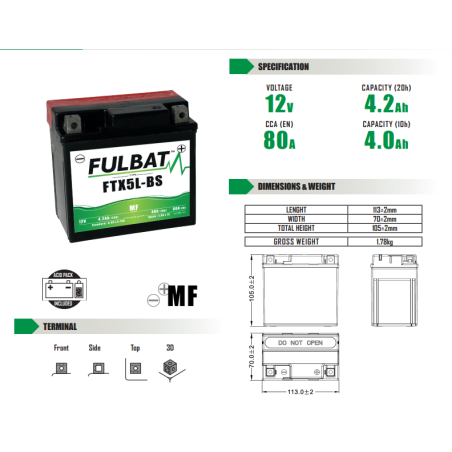 AKUMULATOR BEZOBSŁUGOWY FULBAT FTX5L-BS