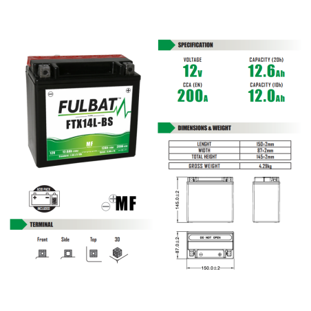 AKUMULATOR BEZOBSŁUGOWY FULBAT FTX14L-BS
