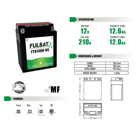 AKUMULATOR BEZOBSŁUGOWY FULBAT FTX14AH-BS
