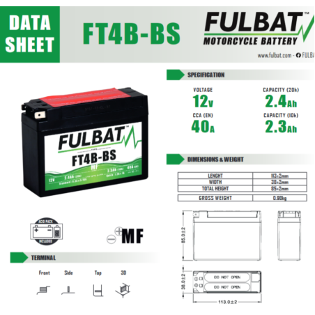 AKUMULATOR ŻELOWY BEZOBSŁUGOWY FULBAT FT4B-BS