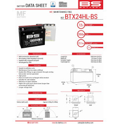 BS AKUMULATOR BTX24HL-BS (YTX24HL-BS) 12V 21AH 205X87X162 BEZOBSŁUGOWY - ELEKTROLIT OSOBNO (350A) UE2019/1148 (2)