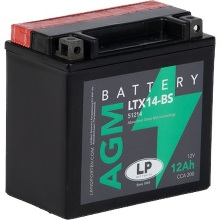 LANDPORT AKUMULATOR YTX14BS (MA LTX14-BS) 12V 12AH 150X87X145 BEZOBSŁUGOWY - ELEKTROLIT OSOBNO (3) UE2019/1148