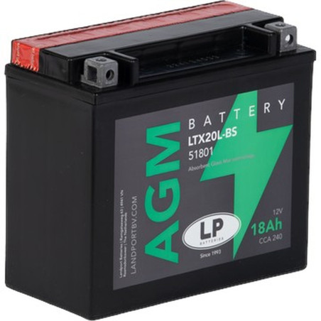 LANDPORT AKUMULATOR YTX20L-BS (MA LTX20L-BS) 12V 18AH 175X87X155 BEZOBSŁUGOWY - ELEKTROLIT OSOBNO (2) UE2019/1148